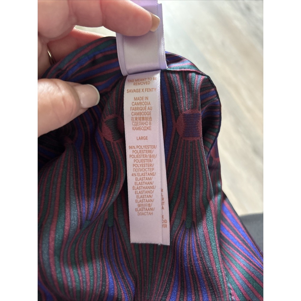 Savage X Fenty Rihanna Purple Geometric Diamond Print Loungewear Top PJ Large - Picture 6 of 9